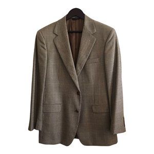 Brooks Brothers Wool Houndstooth Plaid Brown Sport Coat